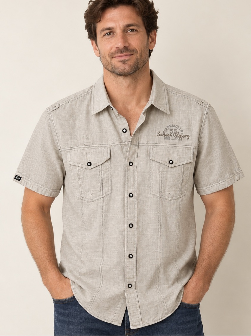 Point Zero Orange Label Men’s Linen Cotton Short Sleeve Shirt L